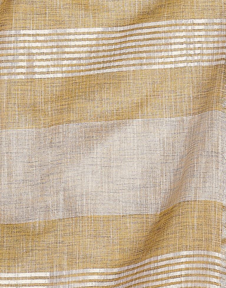 Yellow Linen Plain Saree