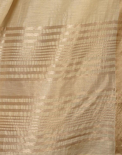 Beige Linen Self Woven Saree