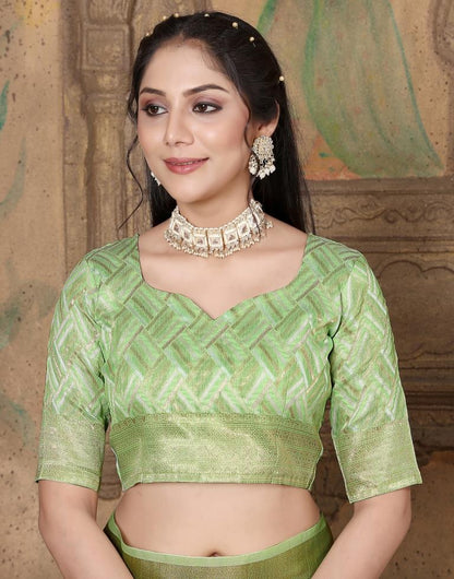 Green Linen Self Woven Saree