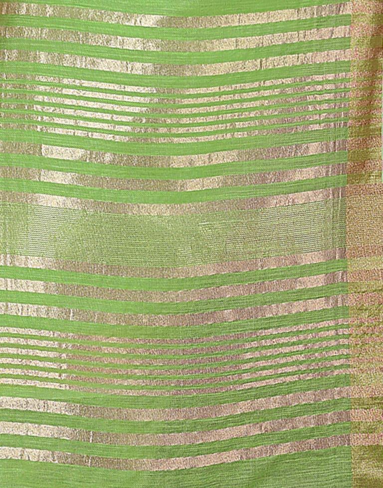 Green Linen Self Woven Saree