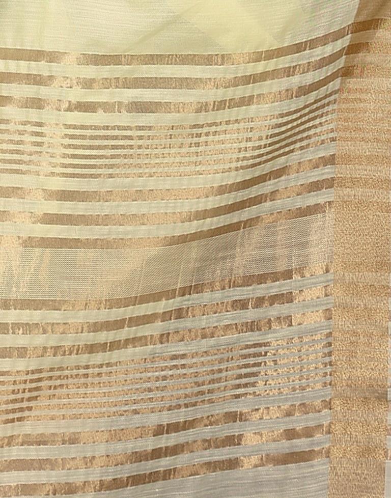 Cream Linen Self Woven Saree