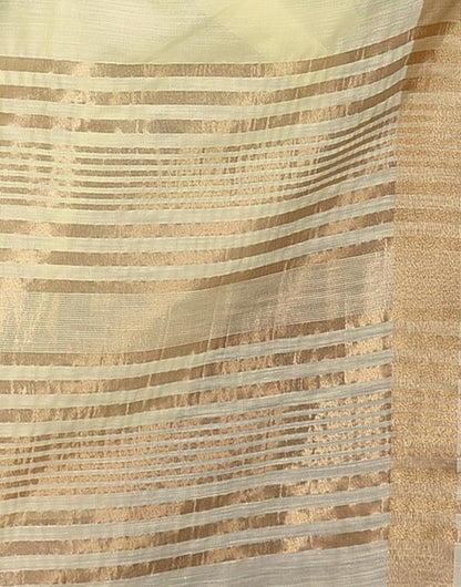 Cream Linen Self Woven Saree