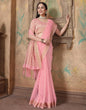 Pink Linen Self Woven Saree