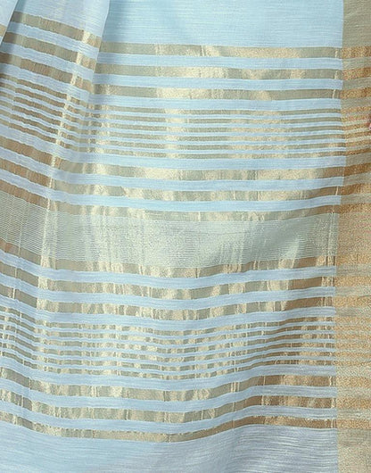 Sky Blue Linen Self Woven Saree