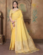 Yellow Linen Self Woven Saree