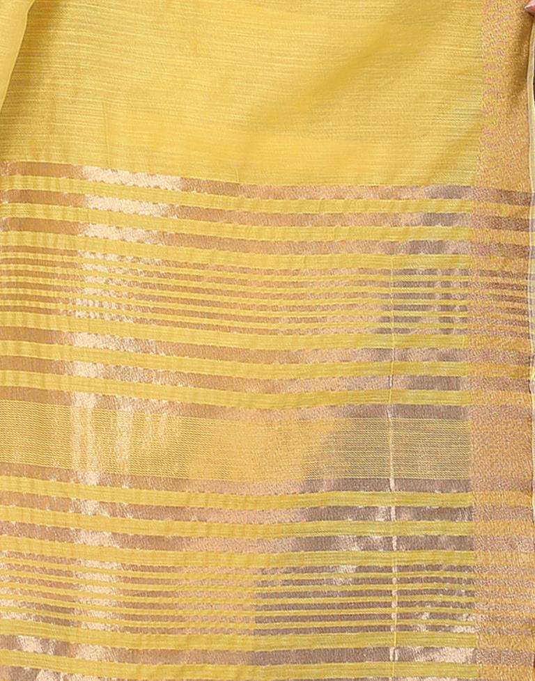 Yellow Linen Self Woven Saree