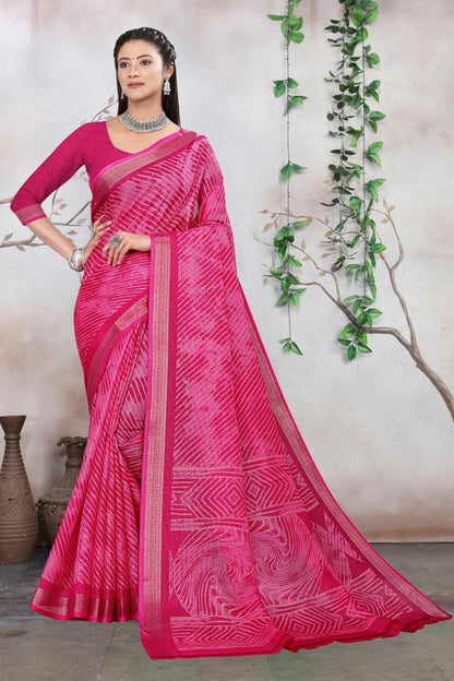 Rani Pink Kota Checks Leheriya Printed Saree