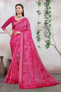 Rani Pink Kota Checks Leheriya Printed Saree
