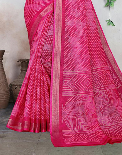 Rani Pink Kota Checks Leheriya Printed Saree