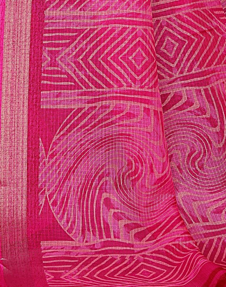 Rani Pink Kota Checks Leheriya Printed Saree