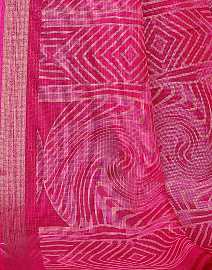 Rani Pink Kota Checks Leheriya Printed Saree