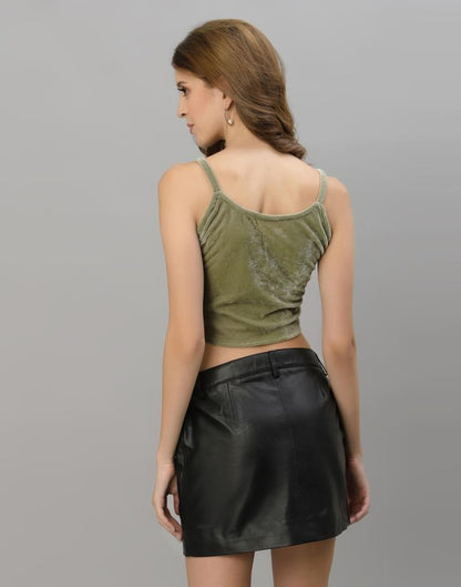 Olive Green Velvet Top | Sudathi