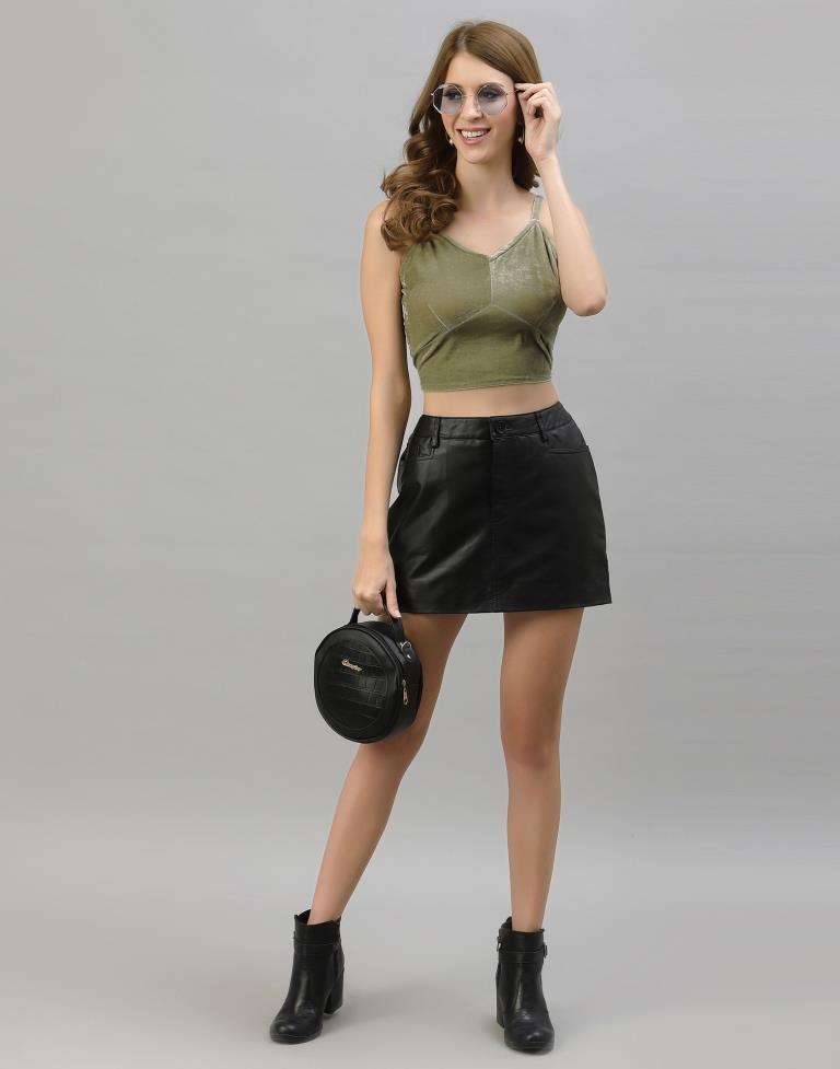 Olive Green Velvet Top | Sudathi