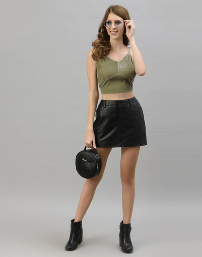 Olive Green Velvet Top | Sudathi