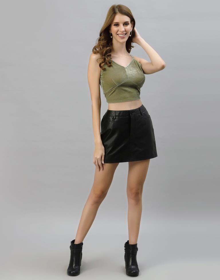 Olive Green Velvet Top | Sudathi