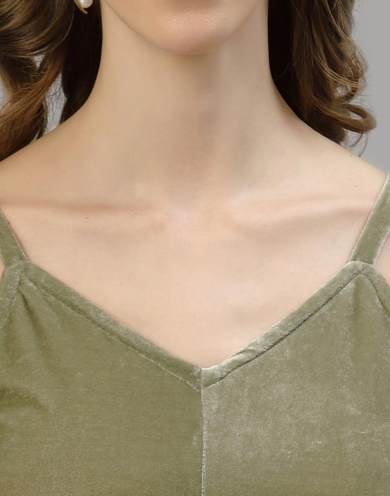 Olive Green Velvet Top | Sudathi