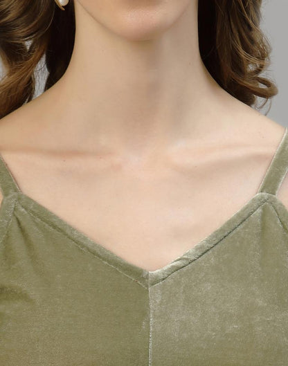 Olive Green Velvet Top | Sudathi