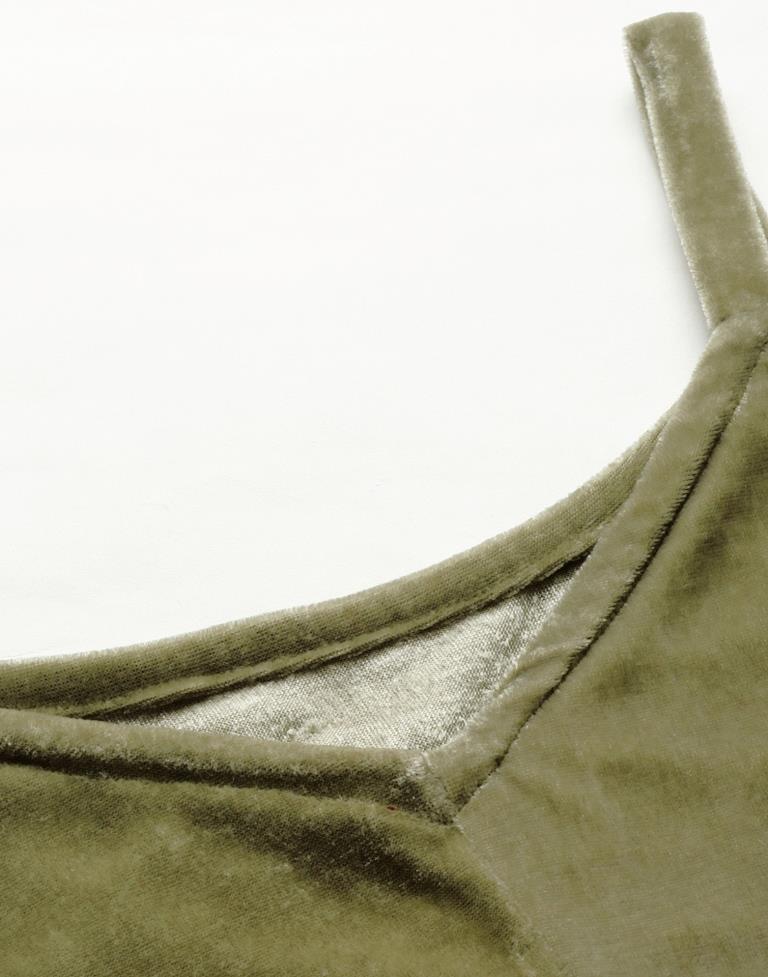 Olive Green Velvet Top | Sudathi