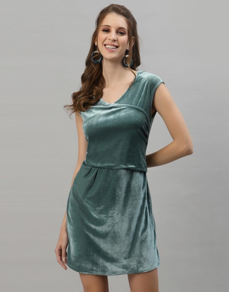 Dusty Green Velvet Dress | Sudathi