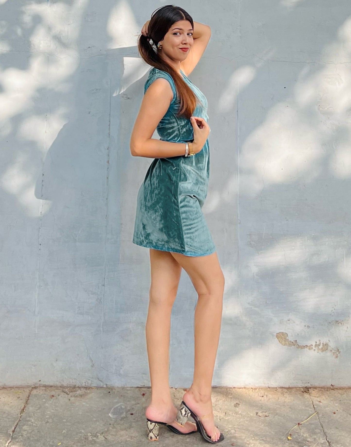 Dusty Green Velvet Dress | Sudathi