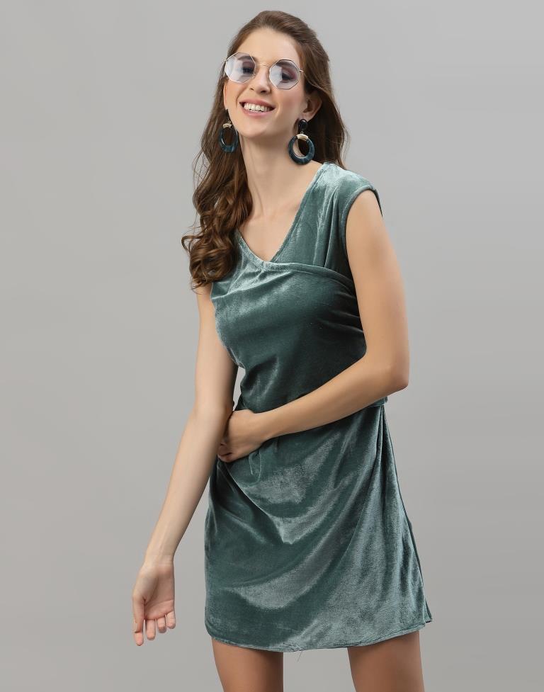 Dusty Green Velvet Dress | Sudathi