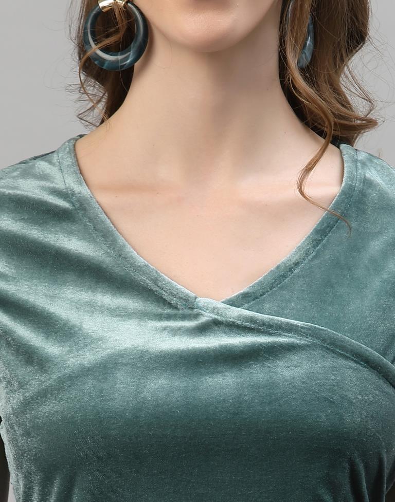 Dusty Green Velvet Dress | Sudathi