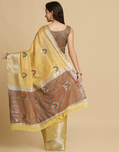 Yellow Silk Self Woven Saree