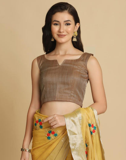 Yellow Silk Self Woven Saree