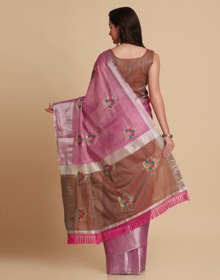 Pink Silk Self Woven Saree