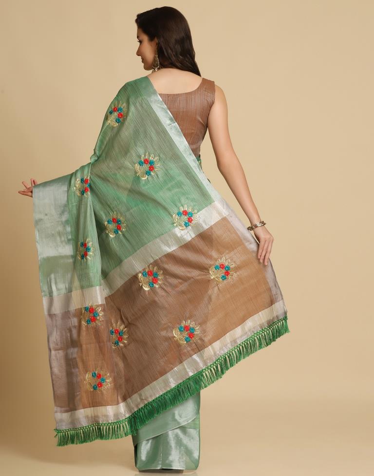 Green Silk Self Woven Saree