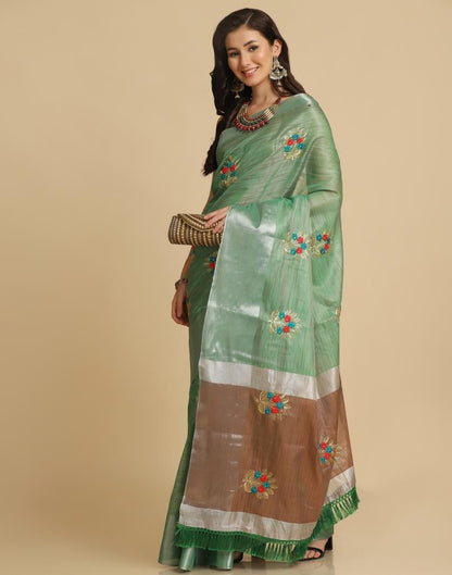 Green Silk Self Woven Saree