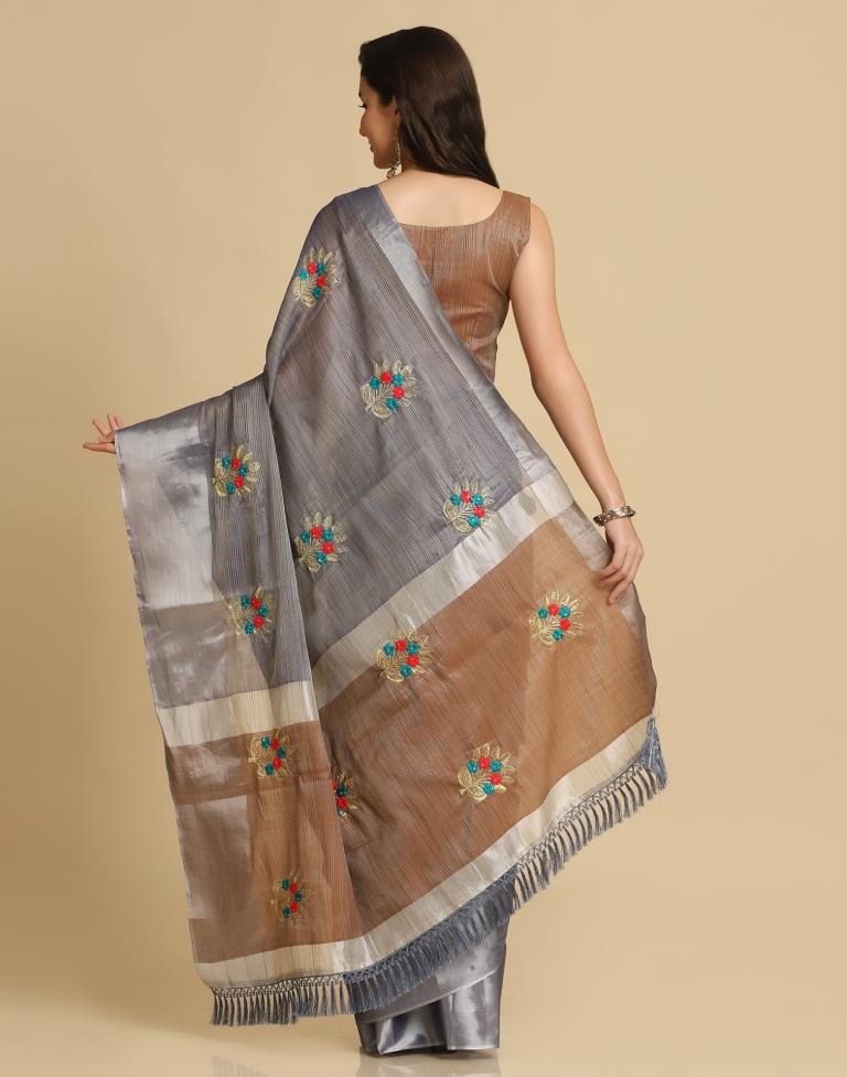 Blue Silk Self Woven Saree