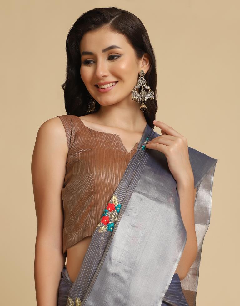 Blue Silk Self Woven Saree