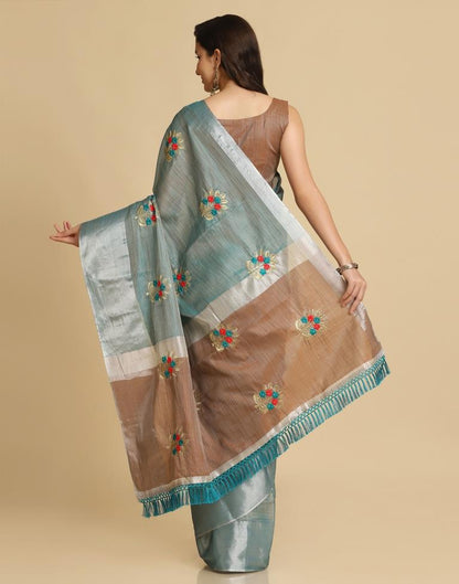 Rama Green Silk Self Woven Saree