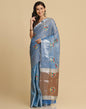 Blue Silk Self Woven Saree