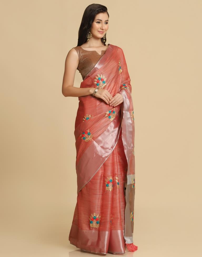 Red Silk Self Woven Saree
