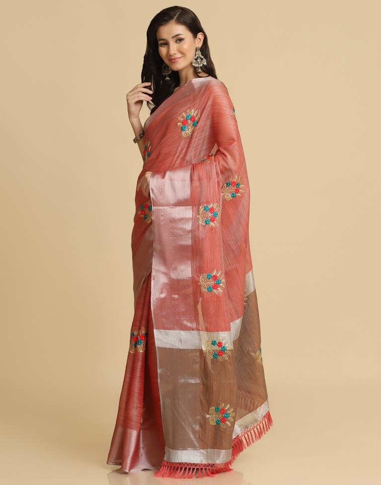 Red Silk Self Woven Saree