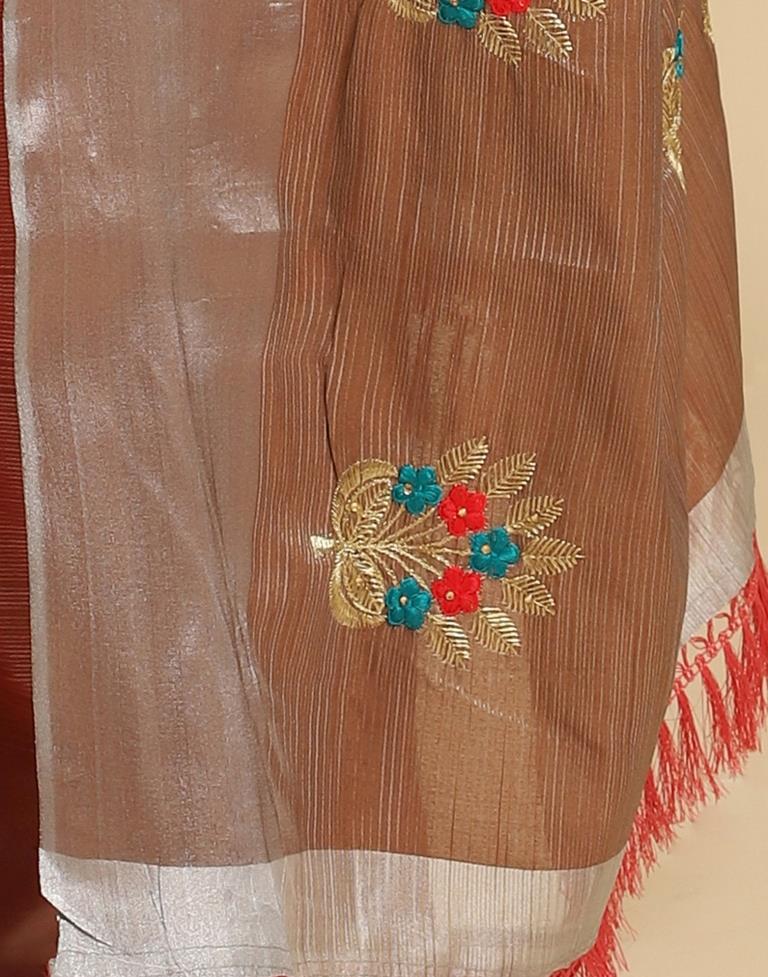 Red Silk Self Woven Saree