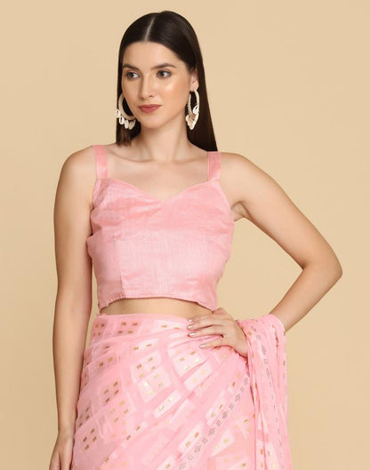 Pink Georgette Plain Saree