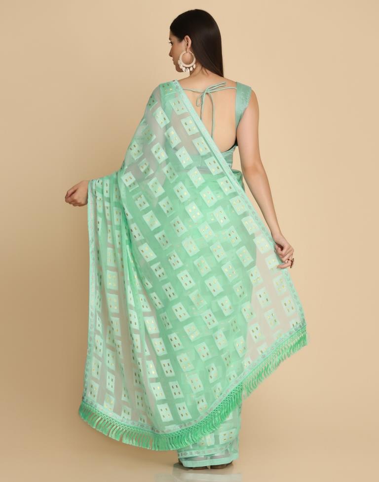 Turquoise Georgette Plain Saree