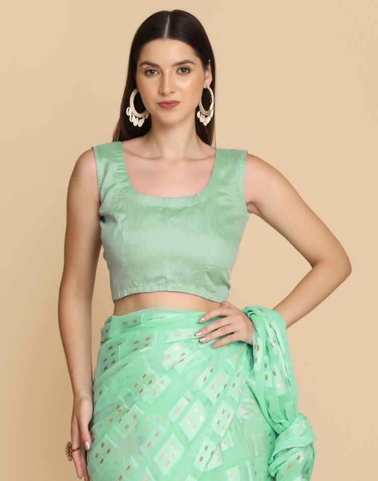 Turquoise Georgette Plain Saree