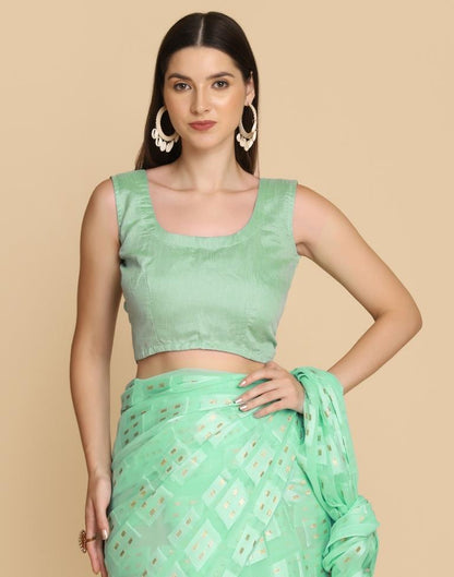 Turquoise Georgette Plain Saree