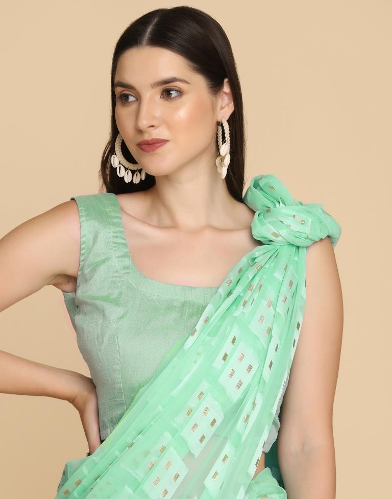 Turquoise Georgette Plain Saree