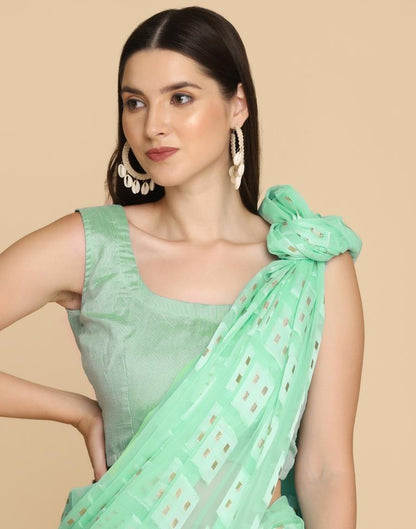 Turquoise Georgette Plain Saree
