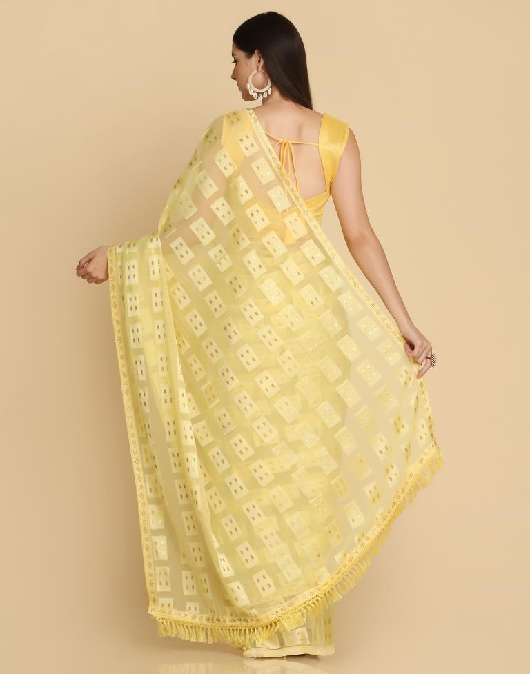 Yellow Georgette Plain Saree