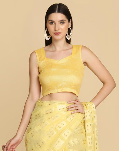 Yellow Georgette Plain Saree