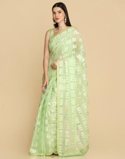 Light Green Georgette Plain Saree