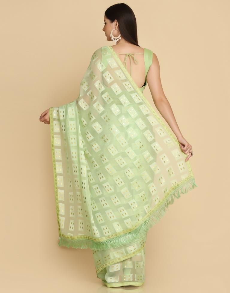 Light Green Georgette Plain Saree