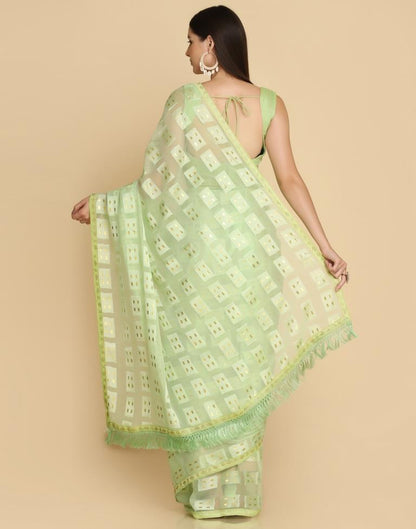 Light Green Georgette Plain Saree