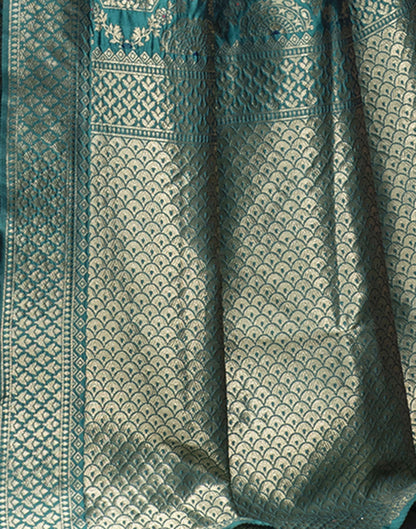 Rama Green Weaving Silk Banarasi Saree